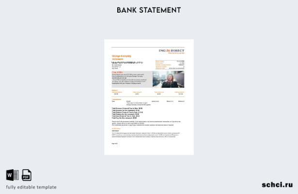 цифровая загрузка шаблона версии банковской выписки ING Direct для Австралии