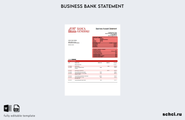 цифровая загрузка выписки по текущему счету организации Banca Generali Шаблон в