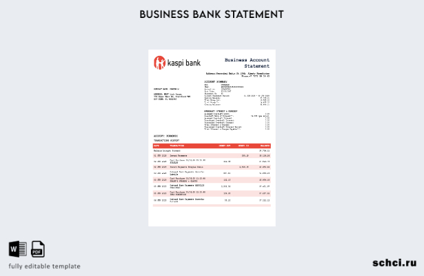 цифровая загрузка Kaspi Bank выписка по текущему счету организации Word и PDF ша