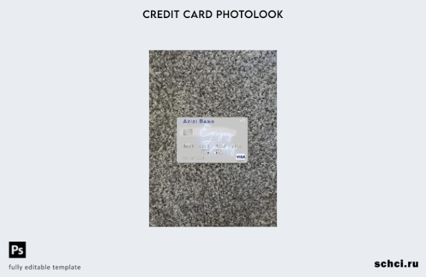 цифровая загрузка Афганистана Azizi Bank Visa, фотоизображение, передний шаблон