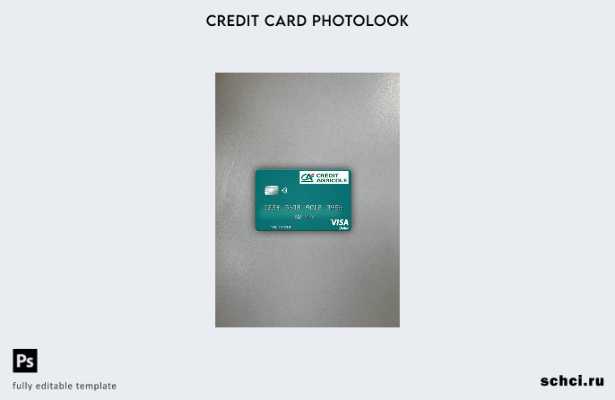 цифровая загрузка France Credit Agricole Bank Visa, дебетовая карта, фотошаблон