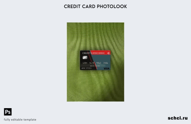 цифровая загрузка USA Credit Suisse Bank Visa, фотоизображение переднего шаблона