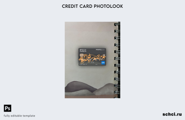 цифровая загрузка USA Wells Fargo Bank AMEX Card фотообраз переднего шаблона