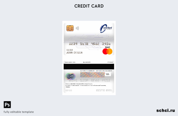 цифровая загрузка шаблона дебетовой карты Mastercard Canada Crawfordtech Bank