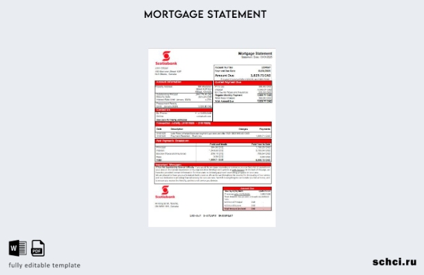 скачать цифровой шаблон выписки по ипотеке в канадском банке Scotiabank
