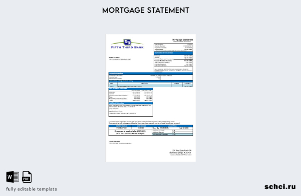 скачать цифровую выписку по ипотеке USA Fifth Third Bank в форматах Word и PDF